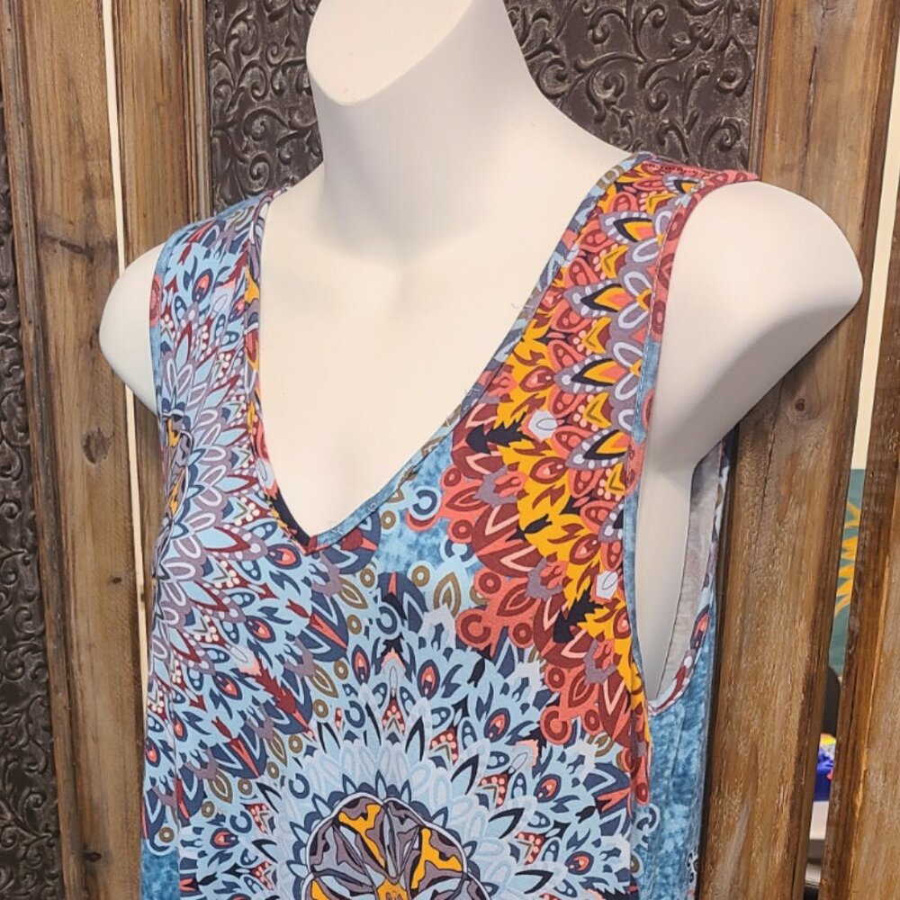 Bishuige Sleeveless Boho Mandala Print Dress – Size L - Picture 2 of 6